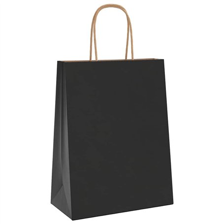 vidaXL Sacs en Papier 250 pcs avec poignées Noir 21x11x28 cm