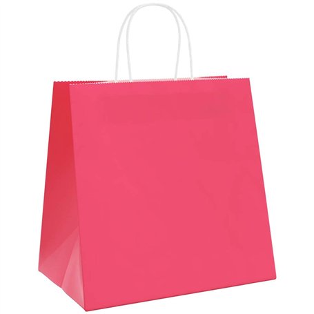 vidaXL Sacs en Papier 50 pcs avec poignées Rose 26x17x25 cm