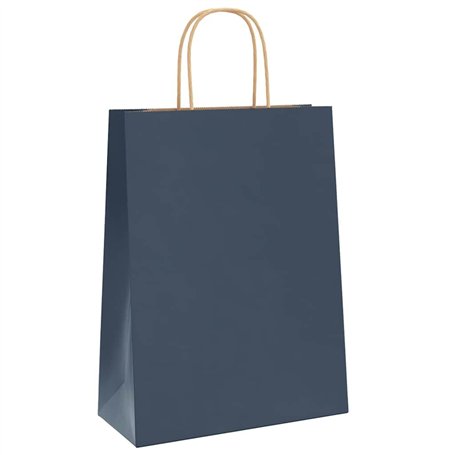 vidaXL Sacs en Papier 50 pcs avec poignées Bleu 26x12x35 cm