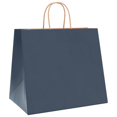 vidaXL Sacs en Papier 50 pcs avec poignées Bleu 32x22x28 cm
