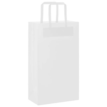 vidaXL Sacs en Papier 50 pcs avec poignées Blanc 21x11x36 cm