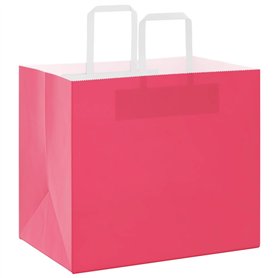 vidaXL Sacs en Papier Kraft 50 pcs avec poignées Rose 32x22x28 cm