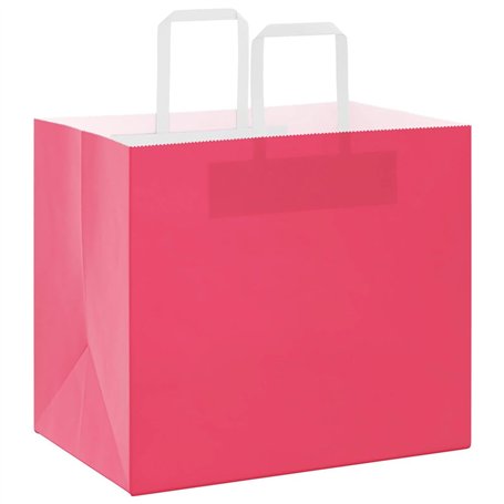 vidaXL Sacs en Papier Kraft 50 pcs avec poignées Rose 32x22x28 cm