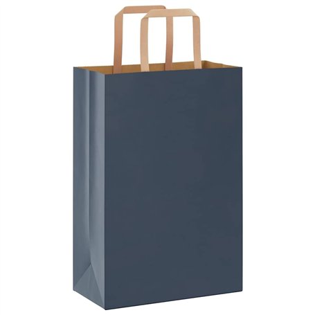 vidaXL Sacs en Papier 50 pcs avec poignées Bleu 21x11x31 cm