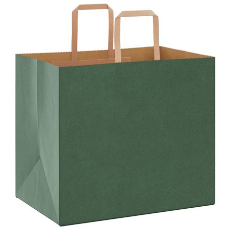 vidaXL Sacs en Papier Kraft 50 pcs avec poignées Vert 32x22x28 cm