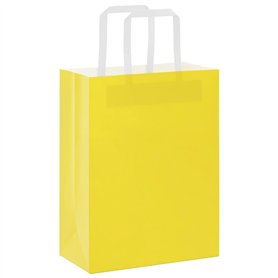 vidaXL Sacs en Papier Kraft 50 pcs avec poignées Jaune 21x11x28 cm