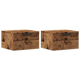 vidaXL Tables de Chevet murales 2 pcs Vieux Bois 34x30x20 cm