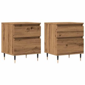 vidaXL Tables de Chevet 2 pcs chêne Artisanal 40x35x50 cm
