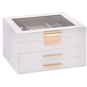 vidaXL Boîte à bijoux 3 couches blanc 23x20