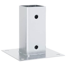 vidaXL Bases de poteau carrées 12 pcs argent 61x61 mm acier galvanisé