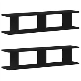vidaXL Étagères murales 2 pcs chêne Noir 90x18x20 cm Bois d'ingénierie