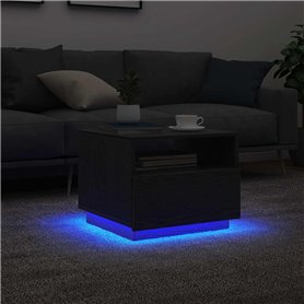 vidaXL Table Basse avec lumières LED chêne Noir 50x49x40 cm