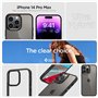 Spigen Coque de Protection Ultra Hybride pour iPhone 14 Pro Max - Anti-jaunissement - Transparent - Fine - Noir Mat