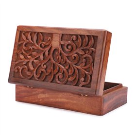 Ajuny Boîte Rangement Bijoux en bois Sculptée Multifonctionnelle Décorative Style Vintage Porte Bijoux Coffre au Trésor Organisa