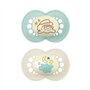 MAM Original Night Lot de 2 tétines lumineuses en silicone SkinSoft avec étui porte-sucette 6 mois neutre