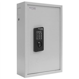 Rottner Coffre à clés Keytronic 100 en acier gris - Serrure électronique mécanique - Porte-clé réglable - 100 crochets - 100 por