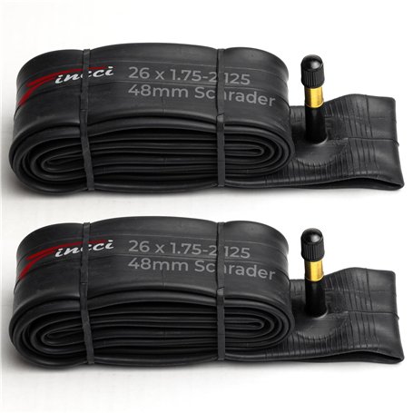 Fincci Chambre a Air 26 Pouces - Paire Сhambres à Air VTT 26 x 1.75 x 1.95 x 2.00 x 2.1 avec Valve Schrader 48mm pour Route bici