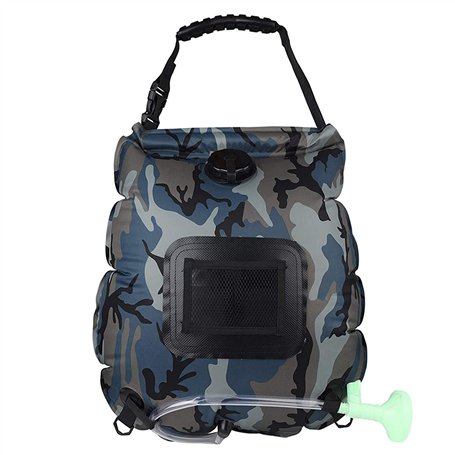 ER827QI Sac à Douche Solaire 20L Chauffage Solaire Camping Sac de Douche avec Tuyau Amovible et tête de Douche commutable sur Pi