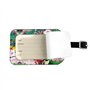 Étiquette de bagage élégante avec imprimé oiseaux tropicaux et feuilles de plantes, accessoire essentiel pour valises, sacs à do