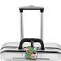 Étiquette de bagage élégante avec imprimé oiseaux tropicaux et feuilles de plantes, accessoire essentiel pour valises, sacs à do