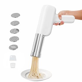 QHENS Machine a Pates Fraiche Electrique Portable avec 5 Moules à Nouilles
