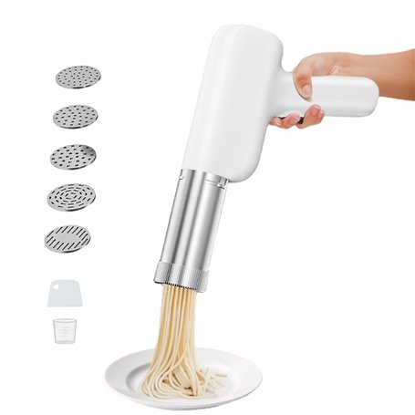 QHENS Machine a Pates Fraiche Electrique Portable avec 5 Moules à Nouilles