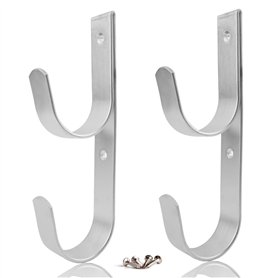 Lot de 2 crochets de fixation larges en aluminium argenté robuste avec vis pour piscine
