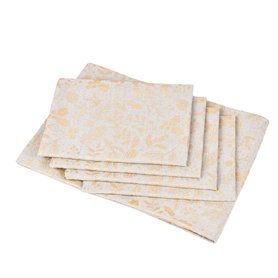 Linas Lot de nappes de Noël naturel/doré - Set de table festif avec 4 serviettes et 1 chemin de table - Absorbant - Séchage rapi