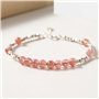 BNCXMO Bracelet de quartz fraise Feng Shui Cœur Lucky Charm Pendre Sterling Silver Cube Facetted Bead Bracelet Spiritual Talisma