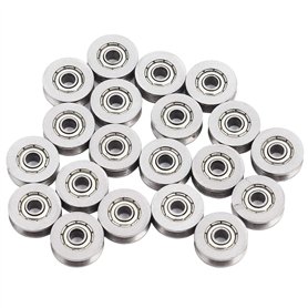 20 pièces 1.4mm profond métal V rainure Guide poulie roulement roue Rail roulements à billes roue 3x12x4mm