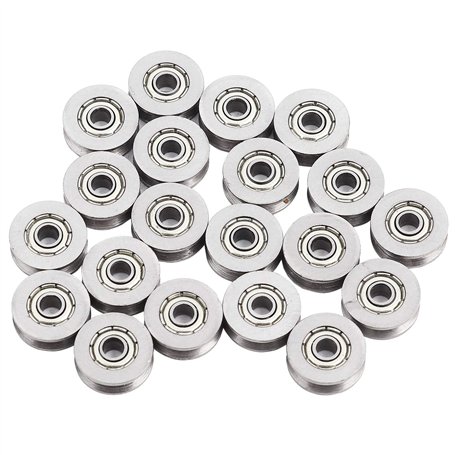 20 pièces 1.4mm profond métal V rainure Guide poulie roulement roue Rail roulements à billes roue 3x12x4mm