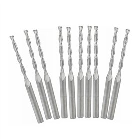 10 pièces 3.175x2x22mm argent CNC fraisage Double flûte routeur Bits Pack