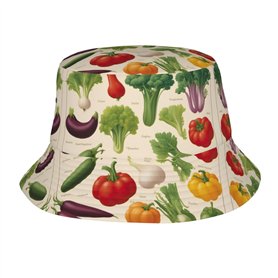 Présentation de divers légumes imprimé chapeau de plage unisexe chapeau élégant pour la protection solaire activités de plein ai