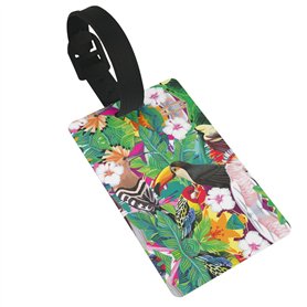 Étiquettes de bagage polyvalentes avec imprimé oiseaux tropicaux et feuilles de plantes pour valises