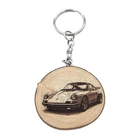 Promotech 911 Badboys Porte-clés en bois gravé au laser en forme de voiture