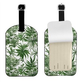 Étiquette de bagage élégante avec imprimé herbes et plantes herbacées pour valises