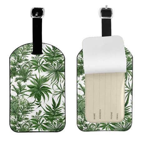 Étiquette de bagage élégante avec imprimé herbes et plantes herbacées pour valises
