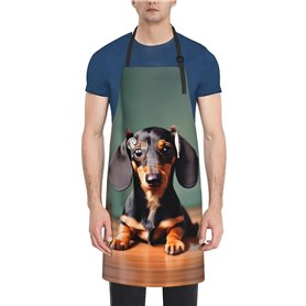 HTTUP Tablier de cuisine imperméable avec poches pour la cuisine et la pâtisserie Motif teckel Noir Taille unique 71 x 83 cm