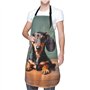 HTTUP Tablier de cuisine imperméable avec poches pour la cuisine et la pâtisserie Motif teckel Noir Taille unique 71 x 83 cm, No