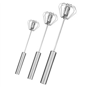 XVHOAB Egg Fouet Manuel en Acier Inoxydable Semi-Automatique Push Type Rotatif Batteur d'oeufs 3pcsegg