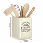 Premier Houswewares Vintage Home Pot à Ustensiles Carré avec ustensiles -Porte Ustensiles