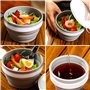 Odoland Vaiselle Camping Pliable Ensmble Assiettes Camping avec un Tasse et un Bol Pliables en Silicone et une Cuillère à Salade