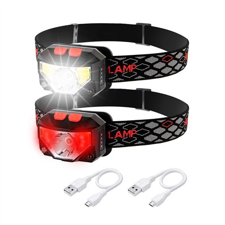 MakeTheOne Lot de 2 lampes frontales LED rechargeables ultra légères pour adultes et enfants