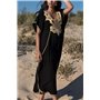 YOUKD été Coton brodé Floral lâche Caftan Boho Plage Bikini Couverture Robe Grande Taille Robe pour Les Femmes