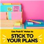 Post-it Notes Autocollantes, Couleurs Assorties, Pack de 5 Blocs, 100 Feuilles par Bloc, 76 mm x 127 mm - Feuillets Adhésifs pou