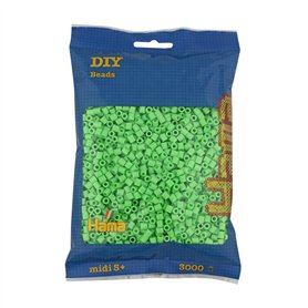 Hama Perlen 201-47 Sachet de perles à repasser avec environ 3 000 perles colorées Midi Craft Vert pastel Diamètre 5 mm Taille S