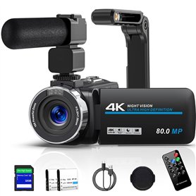 Caméra vidéo 4K 80MP HD Caméscope pour YouTube