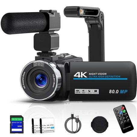 Caméra vidéo 4K 80MP HD Caméscope pour YouTube