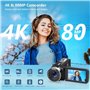 30FPS Webcam IR Vision Nocturne Vlogging Camera 18X Zoom Numérique 3.0 270°IPS C
