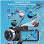 Caméra vidéo 4K 80MP HD Caméscope pour YouTube, 30FPS Webcam IR Vision Nocturne Vlogging Camera 18X Zoom Numérique 3.0 270°IPS C